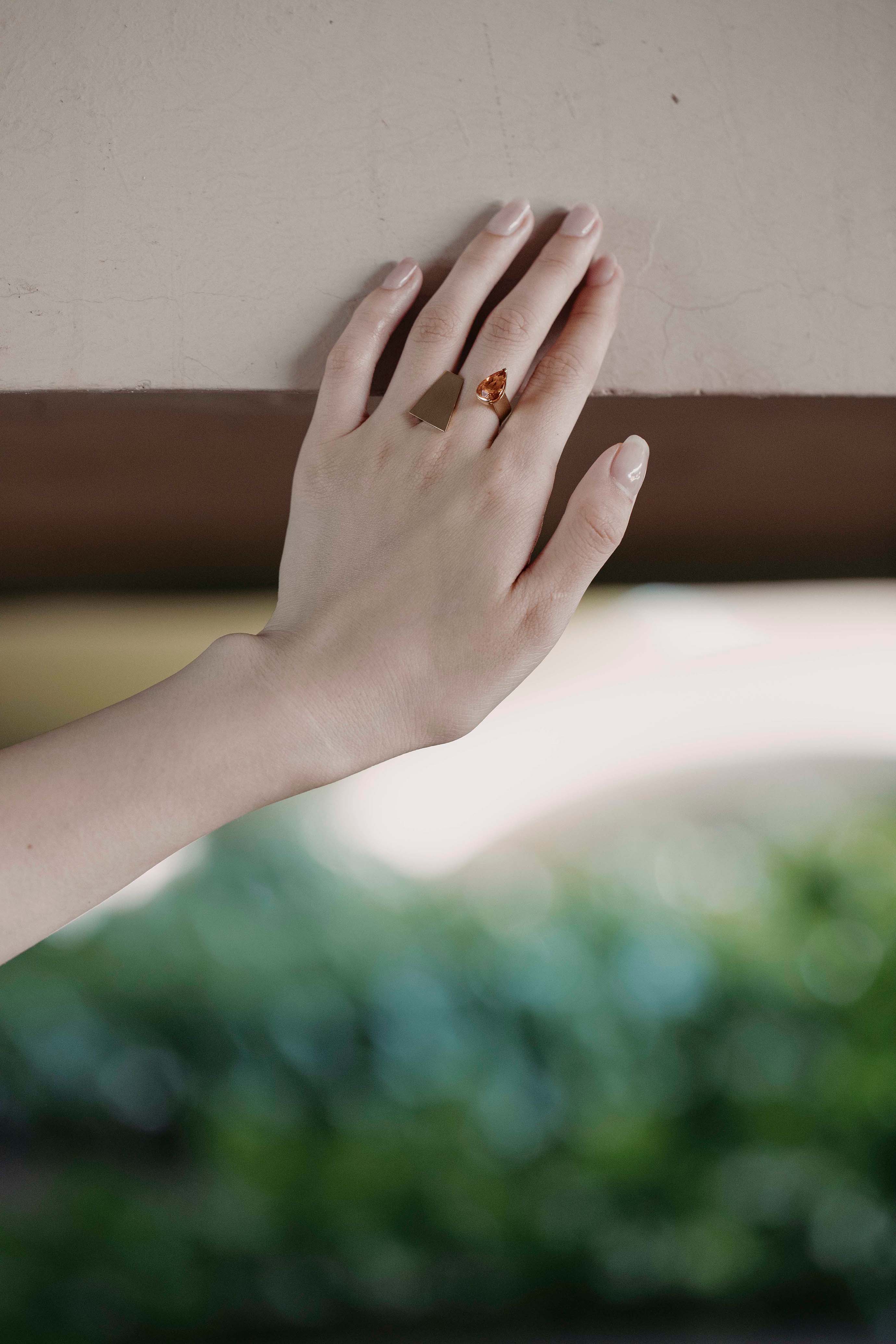 Shadow Play V Geometric Mirrored Gemstone Ring