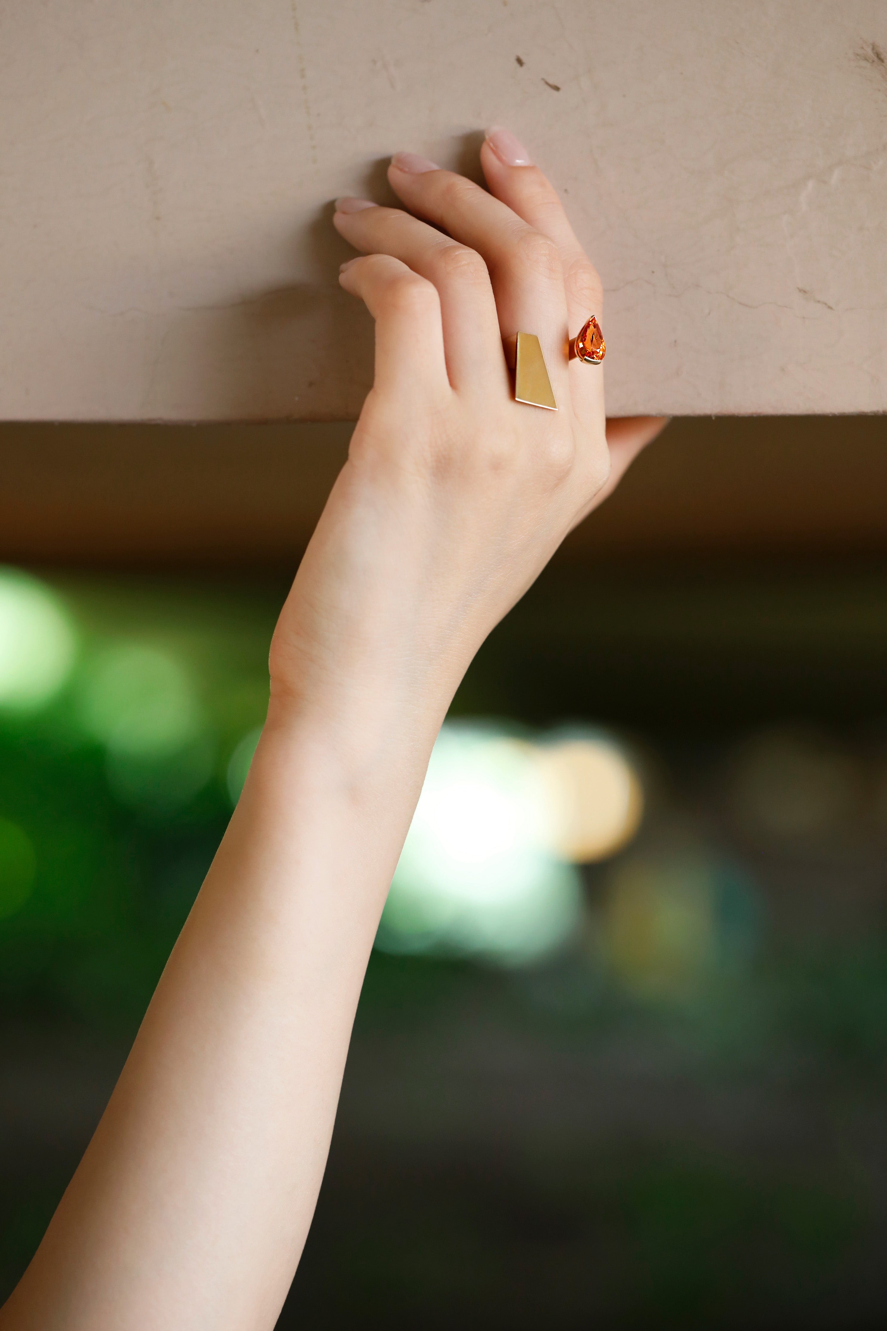 Shadow Play V Geometric Mirrored Gemstone Ring