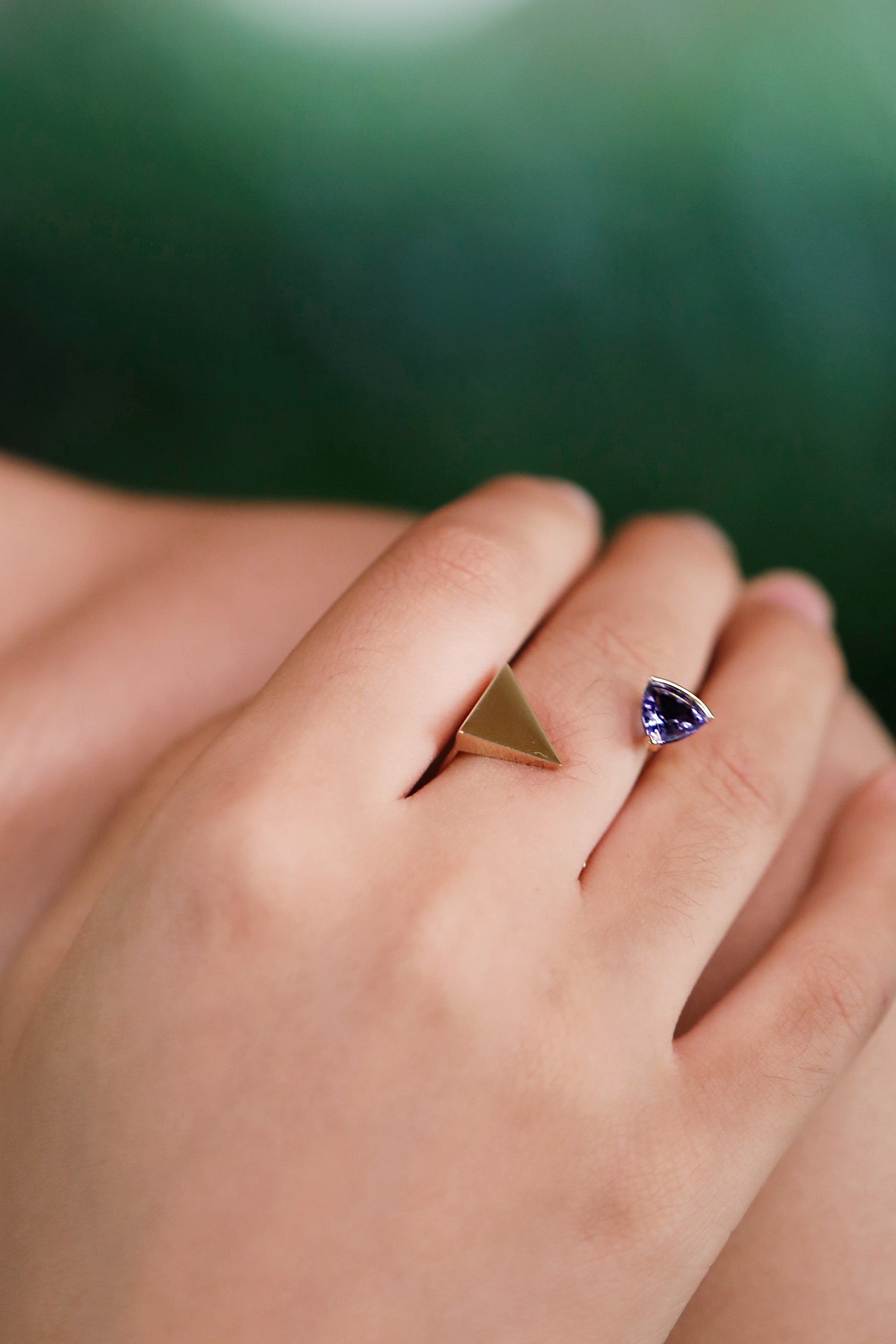 Shadow Play II Geometric Mirrored Gemstone Ring