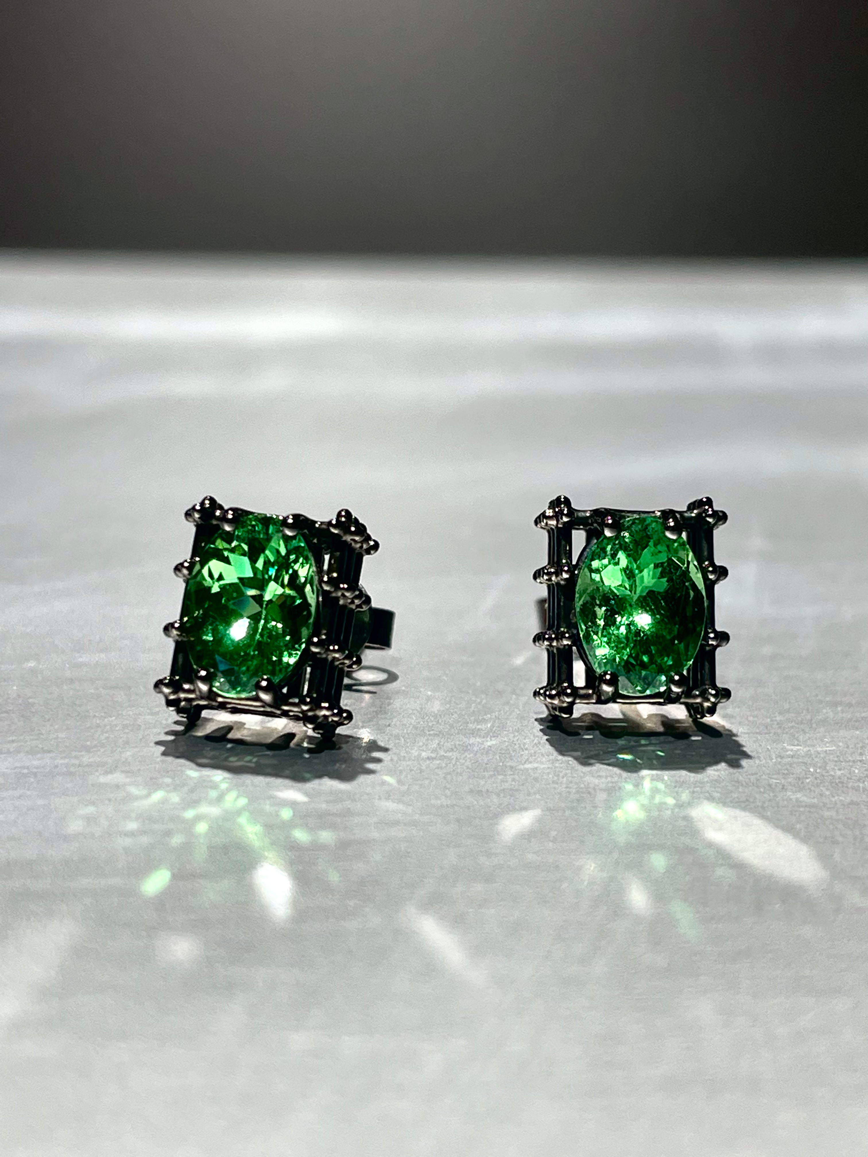 Unfinished I Scaffolded Tsavorite Earrings