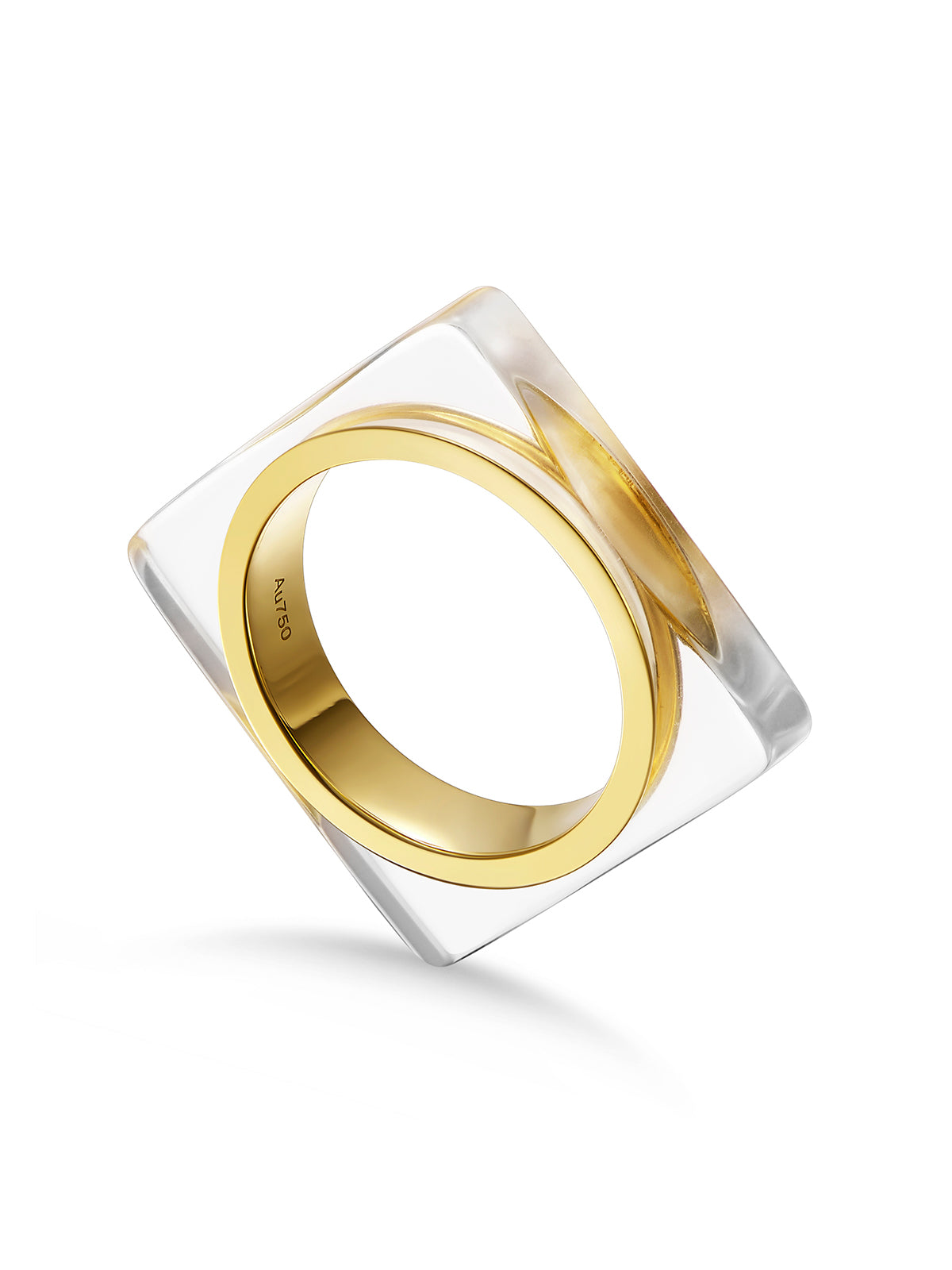 Two Square Ring Square & Round II Minimalistic Two Tier Ring